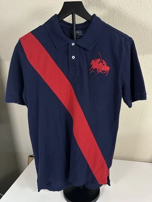 Camisa Polo Ralph Lauren Niño Azul con Rayas Rojas/Logotipo Caballo XL 16/18 Foto 1 de 4