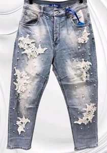 Sexy Woman Jeans edel mit Perlen und Spitze Größe S - Bild 1 von 4