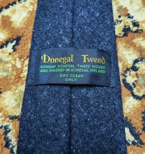 Klassische Herren-Krawatte Vintage 100 % Wolle Donegal Tweed Retro anthrazitgrau - Bild 1 von 4