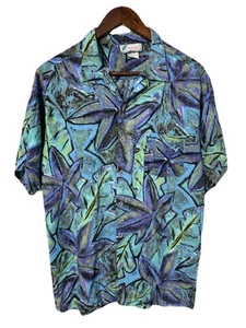 Islander Men’s Abstract Floral Hawaiian Shirt Sz Large 90s Retro Summer Vacation - Picture 1 of 7