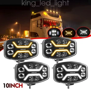 4X 10Zoll ECE E-geprüft LED Fernscheinwerfer Demmon 12/24V Weiß/Gelb DRL LKW SUV - Bild 1 von 13