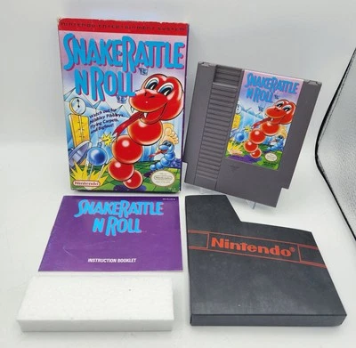Snake Rattle 'n' Roll (Nintendo NES, 1991) CIB Complete In Box *Shows Wear*  - Image 1 of 4