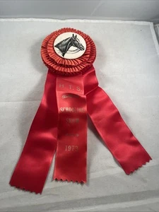 1973 Hilltop Schooling Horse Show Ribbon Prize Rosette Award Red 2 0f 2 - Picture 1 of 6