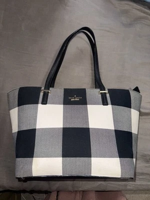 Kate Spade Gingham Shoulder Bag Medium Black White Check New - Image 1 of 4