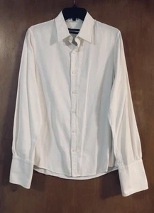 EUC Mens Club Monaco Spread Collar French Cuff White Dress Shirt Size M Cotton - Picture 1 of 4