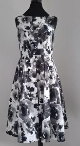 Vintage H&M Floral Print 50s RETRO Style Fit & Flare Occasion Dress Size 10 / 12 - Picture 1 of 13