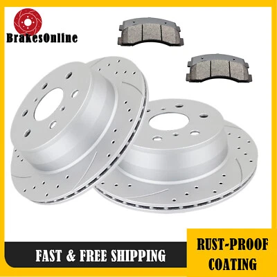 Kit de pastillas de rotores de freno traseros para GMC Yukon XL Sierra 1500 frenos ranurados perforados Foto 1 de 4