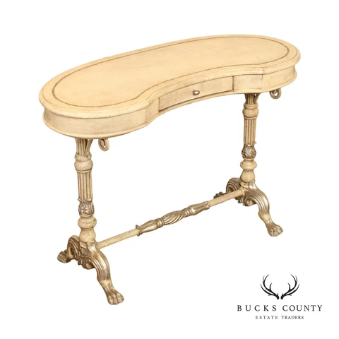 Victorian Style Distress Painted Kidney Form Writing Desk Cover