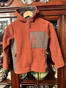 REI Youth Sz 8 Burnt Orange And Gray Full Zip Sweater Jacket - Picture 1 of 14