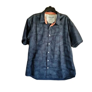 Men's Cypress Club Size LRG Navy  Short Sleeve Button Up Tropical Print Shirt - Picture 1 of 4