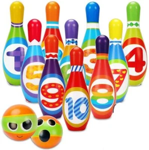 Kids Soft Foam Indoor Bowling Pins Set Toy Number Development 3+ FAST SHIP! B83 - Picture 1 of 1