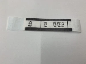Currency Straps - Self Sealing Money Bands, $25 Black, 100 pack - Picture 1 of 2