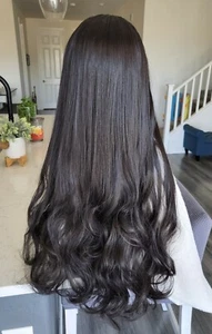 Curly Ends Off Black Dark U Shaped Synthic Hair Extensions, Heat... - Bild 1 von 9