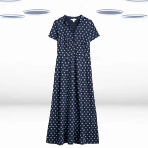 Ex Seasalt Damen Kurzarm Jersey Maxikleid in Navy Ditsy Floral - Bild 1 von 7