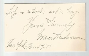 GRACE HENDERSON Signed 3 x 4.5 Card Authentic Autograph Actress SILENT FILM