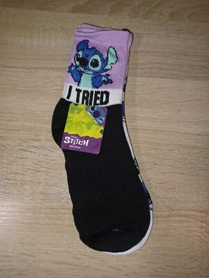 Disney Lilo and Stitch I Tried Crew Socks 2 Pair New /W Tags 5-10 - Image 1 of 4