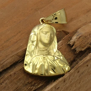 Mens 18k Gold Plated Virgin Mary /Star Pendant 5mm 24" Cuban Necklace Chain - Picture 1 of 7