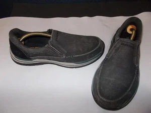 Skechers 'Avillo' Black Canvas Loafers - Men's Boy's 7.5B - Picture 1 of 5