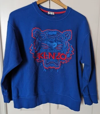 SUDADERA KENZO PARIS AZUL BRILLANTE CUELLO REDONDO L/S LOGO FRONTAL TALLA. L Foto 1 de 4