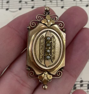 Antique French Art Nouveau Gold-filled Locket Pendant Pearls c1900 - Picture 1 of 4