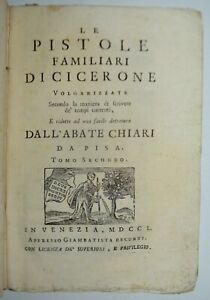 CICERONE - ediz. 1750 - epistole familiari - volgarizzate 