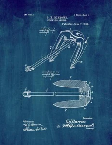 Stockless Anchor Patent Print Midnight - Picture 1 of 3