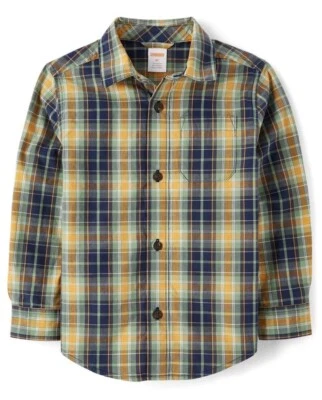 全新带标签 Gymboree Dino Friends 格子衬衫男孩 7 码 — 第 1/2 张图片