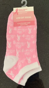 Low Cut Socks Breast Cancer Awareness Pink Ribbon White Pink 5-9 NWT - Picture 1 of 2