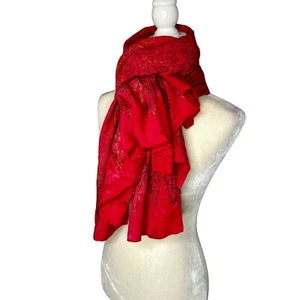 Roter Batik Blattschal geometrisch Blumenmuster Übergröße Halstuch Strand Abdeckung Betriebssystem - Bild 1 von 9