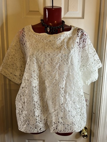 OFF WHITE CAMICETTA BIANCA NUOVA A PEDALE ROSSO FLOREALE IN PIZZO TAGLIA M MEDIA NUOVA CON ETICHETTE