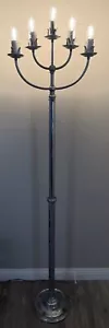 Antique Art Deco Chrome Funeral Parlor Gothic Adjustable Floor Lamp Candelabra - Picture 1 of 17
