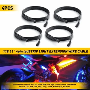 4Pcs 4Pin 10ft RGB Rock lights Extension Wire For LED Underbody Light Waterproof - Picture 1 of 9