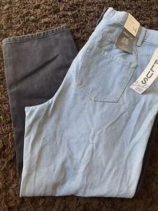 NWT..CALI 1850 STRAIGHT LEG HIGH RISE TWO TONE Denim Jeans WOMENS 14 - Picture 1 of 9