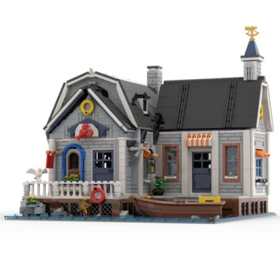 MOC: Modular Building: Dock Model with Interior and Boat 2158 Pieces DIY - Image 1 of 4