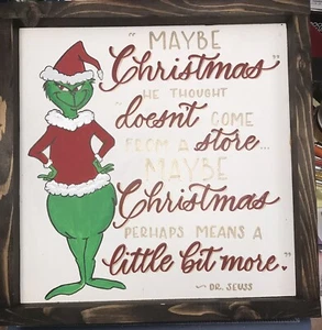 Gerahmtes Handgemälde Dr. Seuss: Der Grinsen - Weihnachtsspruch - Bild 1 von 8