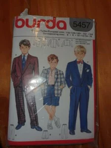 Burda Sewing pattern No 5457 Boys Pants and Jackets Size 6 to 16 Used - Foto 1 di 2