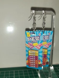 Pair of Pez Candy earrings Handmade 8 cm fun party light - Picture 1 of 2