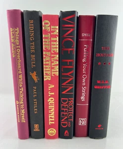 Lot of 6 HC Books Red and Black Shades Metallic Letters Decoration Home Design - Imagen 1 de 6