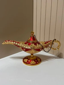 Aladins Lampe aus Messing mit roter Mosaik Gravur Handarbeit - Bild 1 von 8