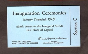1973 Richard Nixon Eröffnungszeremonien Abschnitt C Ticket - Bild 1 von 1