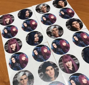 24 Disney Descendants 2 1.67" Sticker Labels for Bag Lollipop Party Favor - Picture 1 of 1