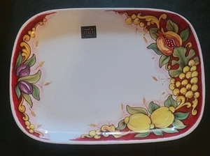New Large Nova Deruta Hand Painted Serving Platter Italy. 14”x 10” Fruit Design - Picture 1 of 13