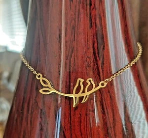 Brazalete de cadena de tobillera de oro acero inoxidable para amar pájaros en rama dije con pie de tobillo - Imagen 1 de 4