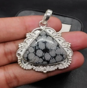 Ciondolo in argento fossile nero - ciondolo fossile nero di design - nero nat... - Foto 1 di 8