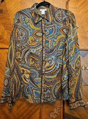 Estampado Harolds's 100% Seda Paisley SIN ETIQUETA TALLA S/M Marrón/Azul/Beige Largo... Foto 1 de 4