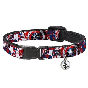 Katzenhalsband Breakaway Captain America Schild Digital Camo Blau Weiß Rot 8 to... - Bild 1 von 4