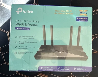 TP-LINK Archer AX1500 1.5 Gbps Wi-Fi 6 Dual-Band Wireless Router, SEALED! - Image 1 of 4