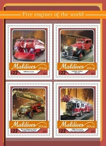 Maldives - 2017 Fire Engines - 4 Stamp Sheet - MLD17104a - Picture 1 of 1