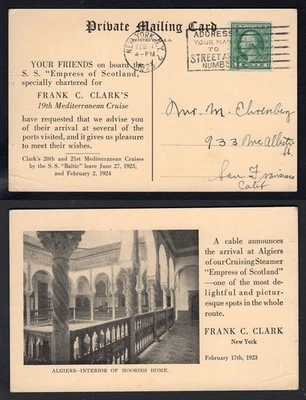 USA 1923 Coil 1c on Steamer Empress of Scotland Cruise Postcard. Algeria - Image 1 of 3