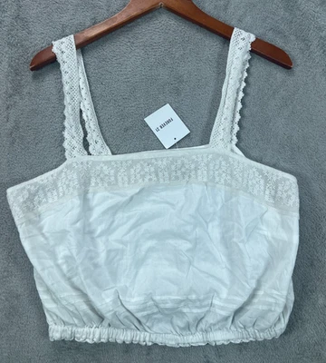 Camisa Cami Forever 21 Para Mujer 0X Blanca Top Boho Dobladillo Burbuja Borde Crochet Nueva Sin Etiquetas Foto 1 de 4